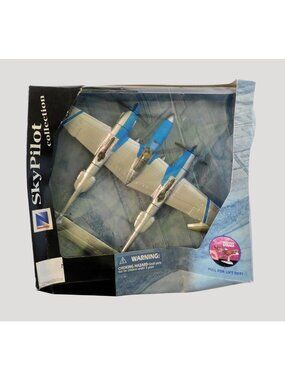 SkyPilot P-38 Lightning Fighter Plane Diecast Blue Silver Virginia Marie NewRay